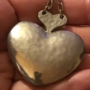 Vintage Bent Larsen design pewter large heart necklace